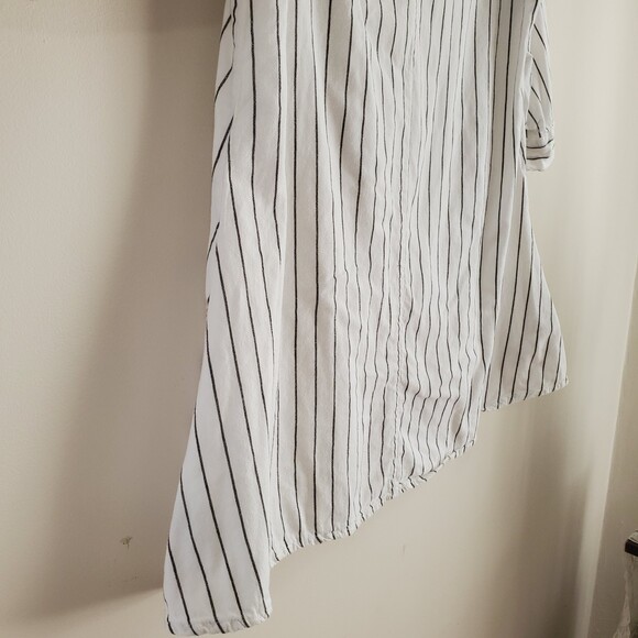 S Tulip Pippa Striped Asymmetrical Lagenlook Blouse Half Sleeve Artsy Tunic - Picture 7 of 12